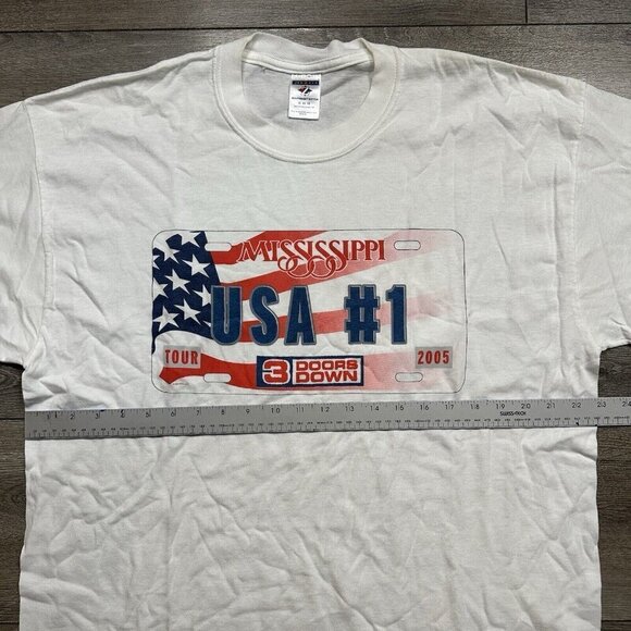 Vintage 3 Doors Down Shirt Men’s XL Tour Rock Band Licence Plate 2005 White - Picture 4 of 5